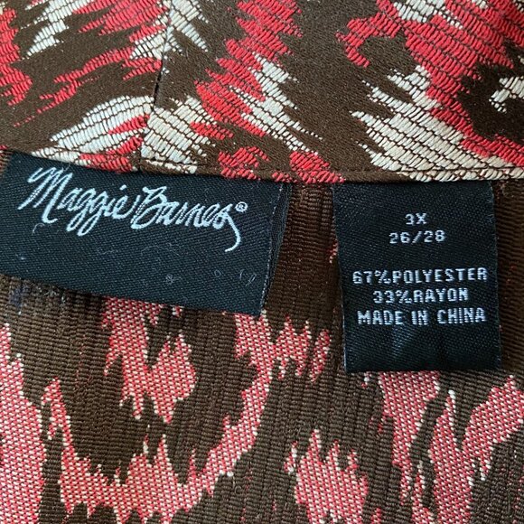 Maggie Barnes Womens Red & Brown Abstract Print Long Line  Jacket Size 3X - Picture 3 of 12